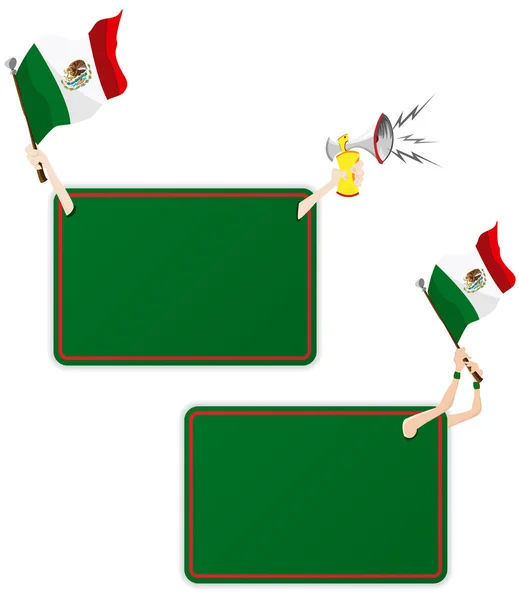 Mexiko Sportbotschaft Rahmen mit Fahne. Zweierpack — Stockvektor