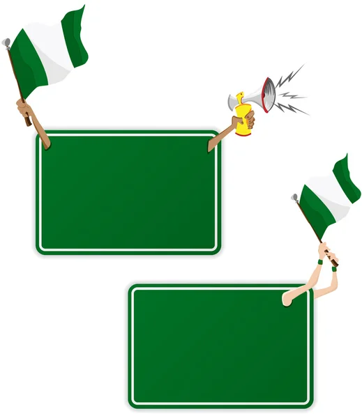 Nigeria sport bericht frame met vlag. set van twee — Stok Vektör