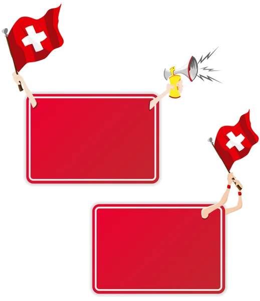 瑞士体育消息帧与标志。一套两个 — Stock vektor