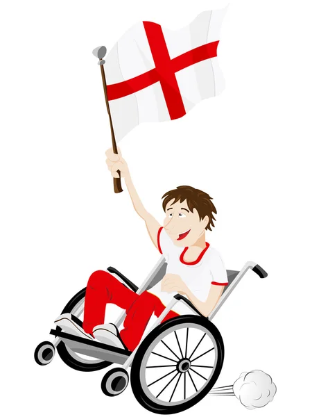 Englands Sportfan im Rollstuhl mit Fahne — Stockvektor