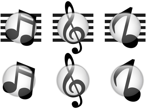 Set of Music Notes Glass Button