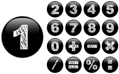 Alphabet Chalk Numbers in shiny Black Buttons clipart