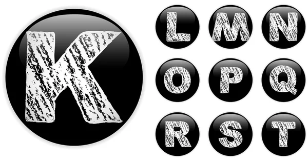 Alphabet Craie Lettres en boutons noirs brillants — Image vectorielle
