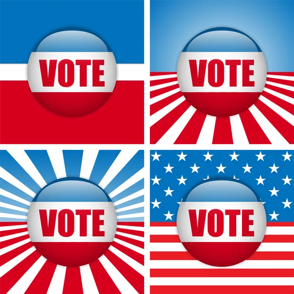 Rösta knappar. uppsättning av fyra med bakgrund — Stock vektor
