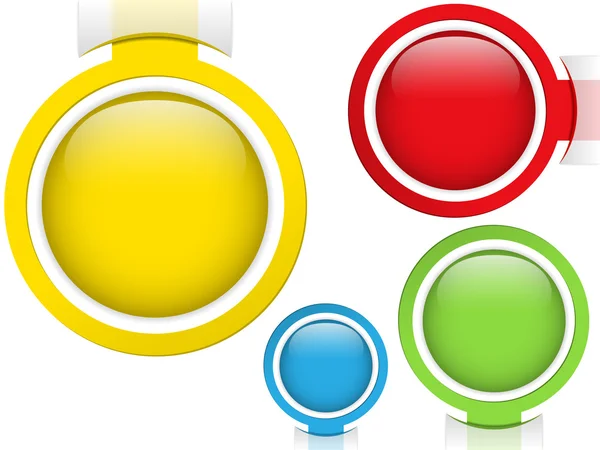 Uppsättning av fyra glas cirkel knappar — Stock vektor