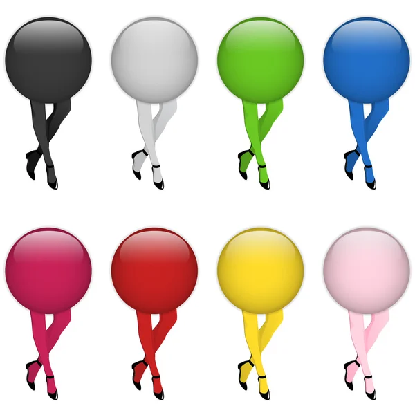 Jambes de filles avec boutons bas colorés — Image vectorielle