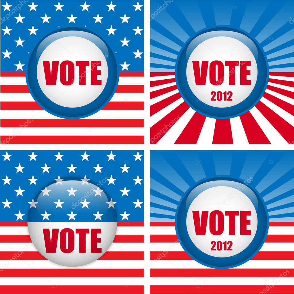 Vote Buttons. Set of four with Background