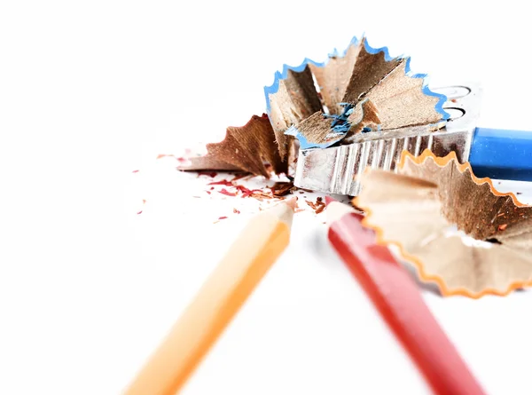 Pencils and sharpener — Stock Photo, Image