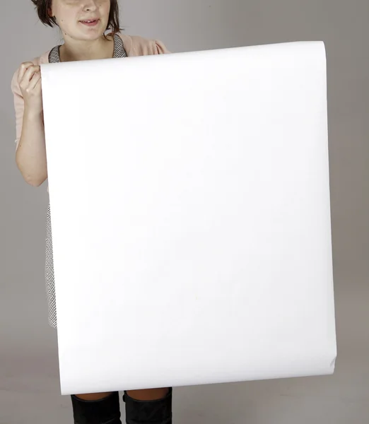 Holding a banner — Stock Photo, Image