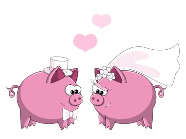 Wedding of pigs clipart