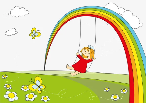 Rainbow liten flicka — Stock vektor