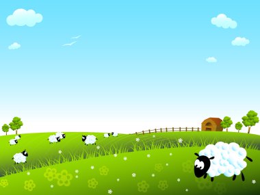 Sheep on meadow clipart