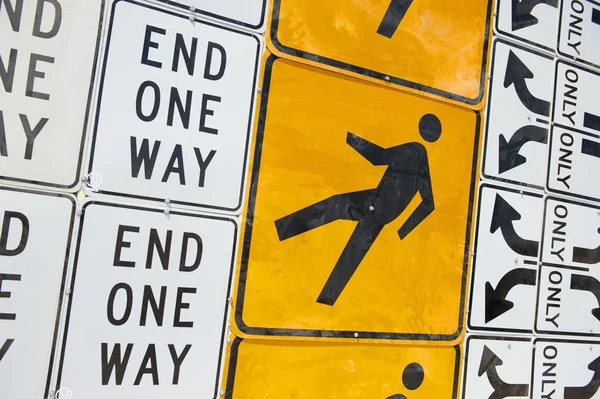 Wall of Road Warning Signs — Stock Photo, Image