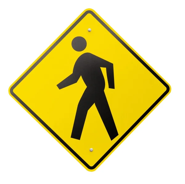 Segnale di avvertimento o di sicurezza pedonale giallo isolato — Foto Stock