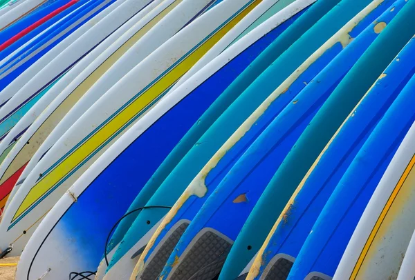 stock image Row of Brightly Colored Surf Boards
