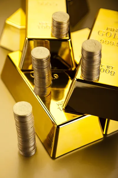 stock image Gold bars and coins