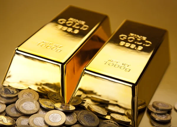 Madeni para ve altınları, ekonomi kavramı — Stok fotoğraf
