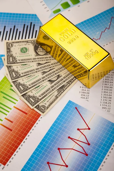 Aranyat és pénzt — Stock Fotó