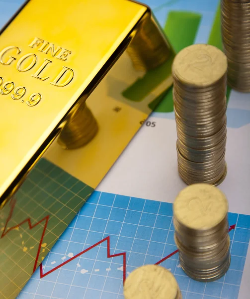 Aranyat és pénzt — Stock Fotó
