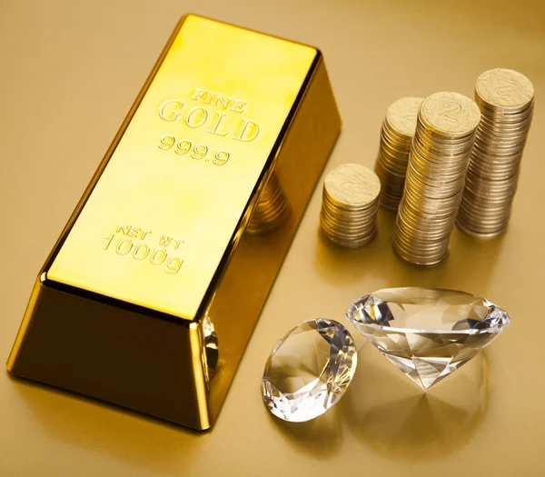 Gold bars and coins — Stock Photo, Image