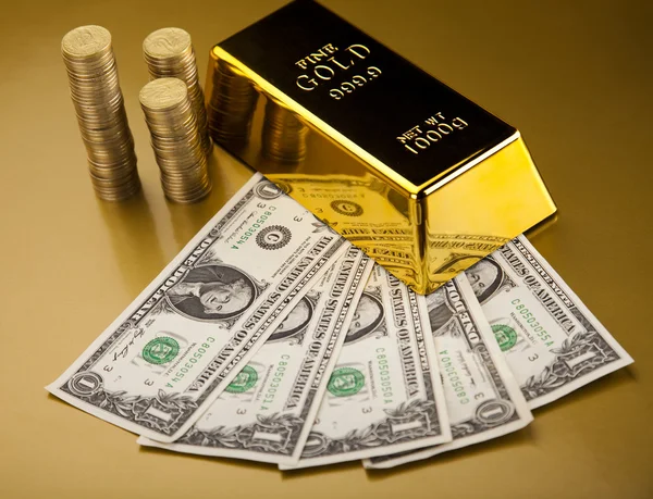 stock image Gold bars and coins