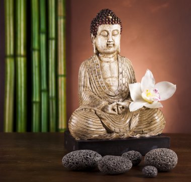Buddha statue and bamboo clipart
