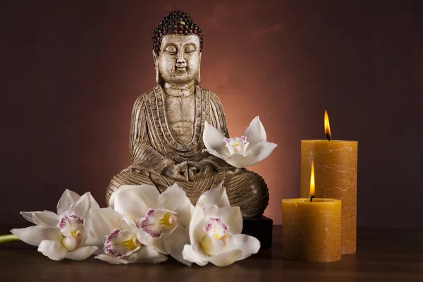 Buddha con candela — Foto Stock