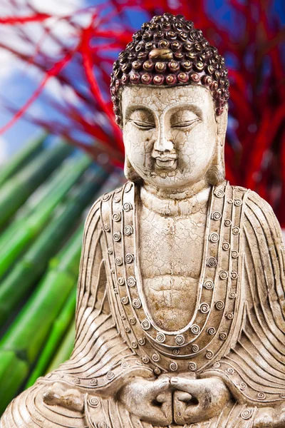 Still life with buddha statue and bamboo — Stock Photo, Image