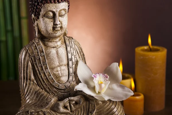 Buddha with candle — Stock Photo, Image