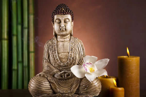 仏像と竹のある静物 — ストック写真