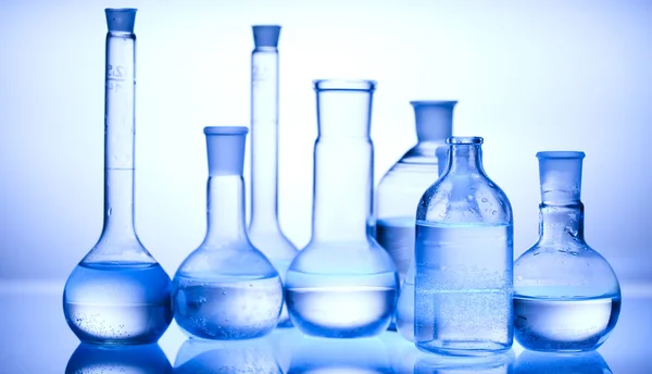 Glass laboratory equipment with white background — Stock Photo, Image