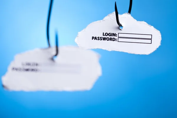 stock image Log-in and password on hook