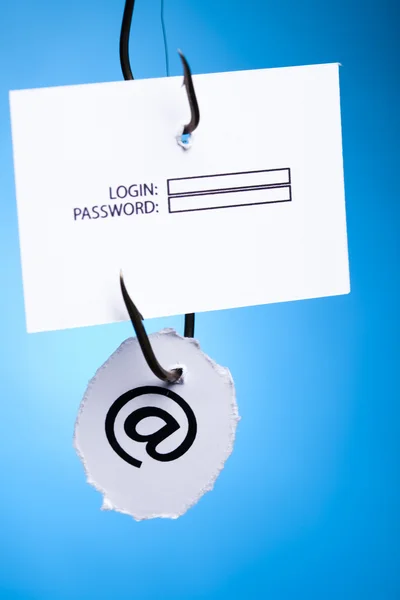 stock image Log-in and password on hook