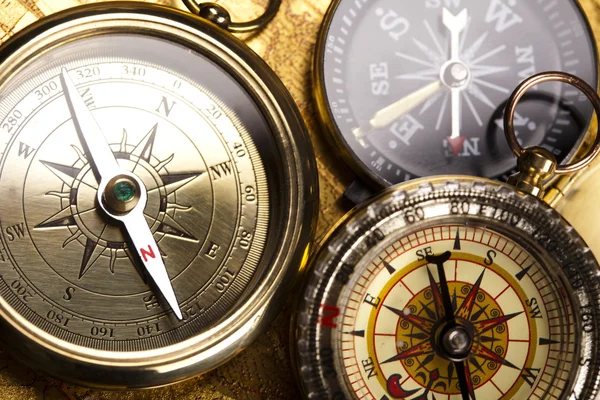 stock image Old map with compass