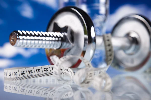 Measuring of dumbbell — Stock Photo, Image