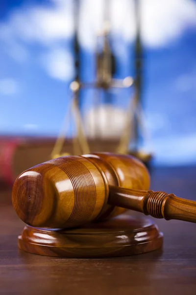 Law theme, mallet of judge, wooden gavel — Stock Photo, Image
