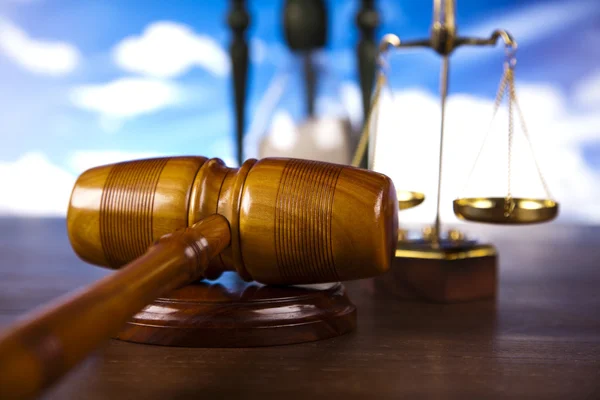 stock image Law theme, mallet of judge, wooden gavel