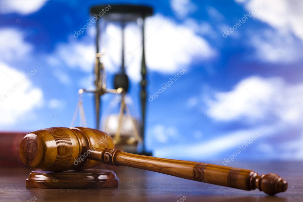 Justice concept in blue sky background