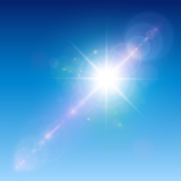 Солнце с бликом объектива
