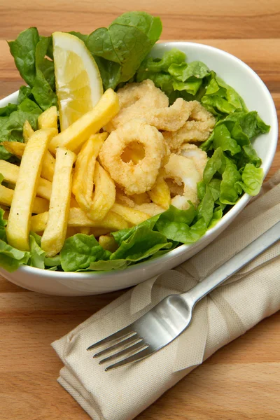 Calamari fried with potate — Stock Photo, Image