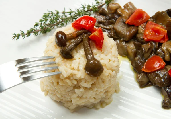 Risotto with tomaotes and mushrooms — Stock Photo, Image