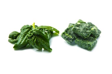 Fresh and frozen spinach clipart