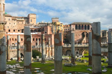 Italy. Rome. Ruins of a forum and Vittoriano