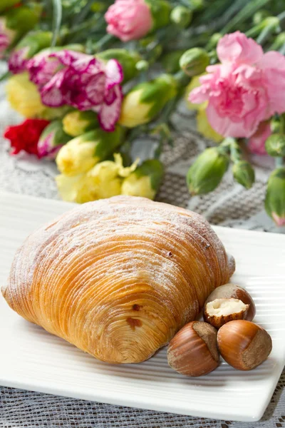 Puff pastry with hazelnuts — Stock Photo, Image