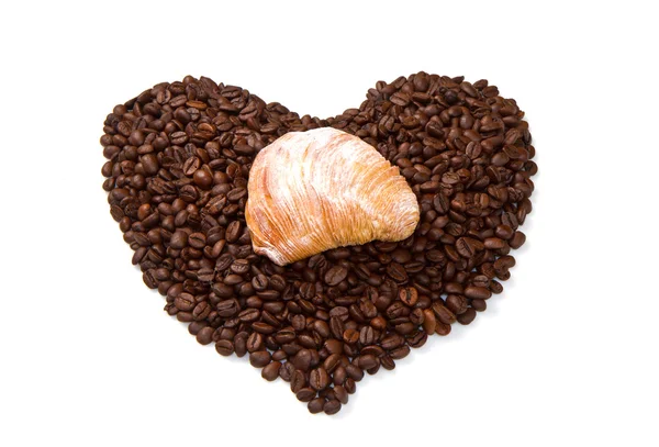 Puff pastry with coffee heart — Stock Photo, Image