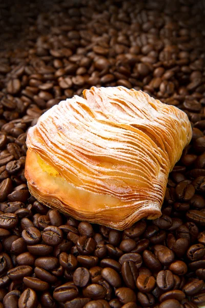 Puff pastry with coffee — Stock Photo, Image