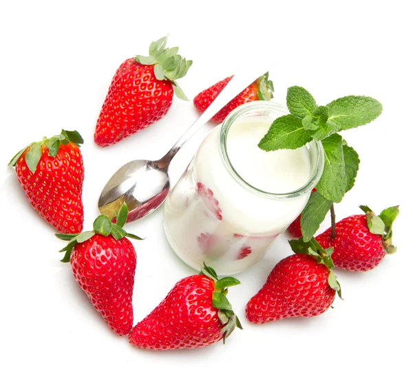 stock image Yogurt with strawberry