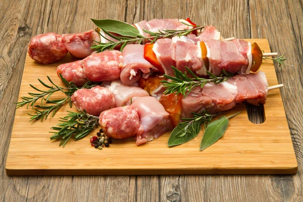 Stock image Meat and pepper skewers