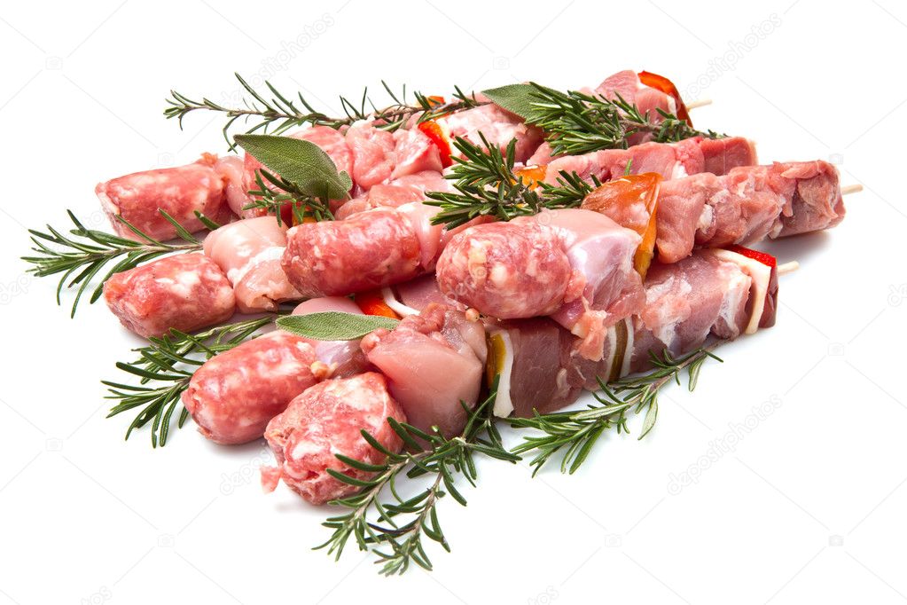 Meat and pepper skewers