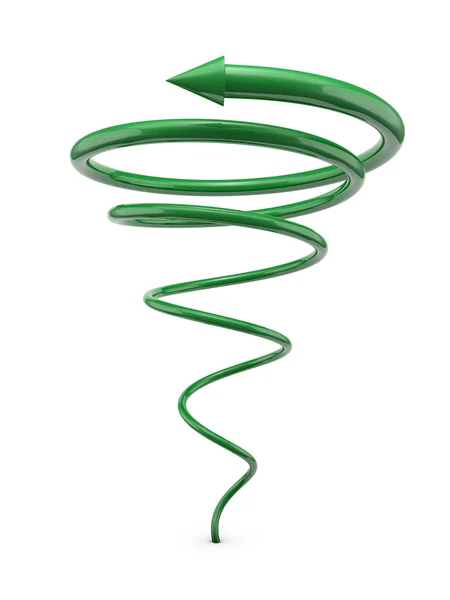 Linha espiral verde com seta — Fotografia de Stock